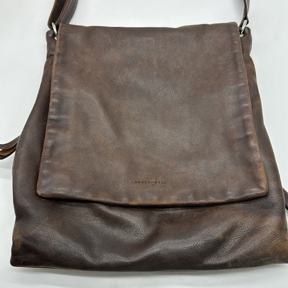 Bruno Rossi Brown Leather Messenger Style Crossbody Bag Made in Italy MCB6734R - Picture 2 of 15
